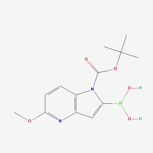 [5-methoxy-1-[(2-methylpropan-2-yl)oxycarbonyl]pyrrolo[3,2-b]pyridin-2-yl]boronic acid (CAS: 848357-95-9) - Chemical Structure and Molecular Formula 