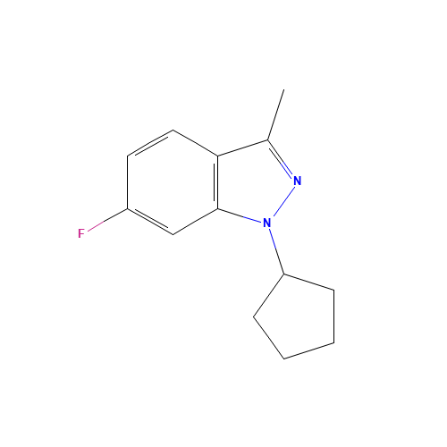 1-cyclopentyl-6-fluoro-3-methylindazole (CAS: 885271-69-2) - Chemical Structure and Molecular Formula 