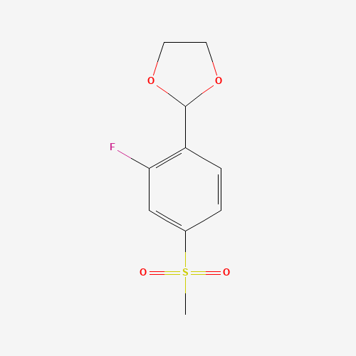 2-(2-fluoro-4-methylsulfonylphenyl)-1,3-dioxolane (CAS: 1346597-53-2) - Chemical Structure and Molecular Formula 