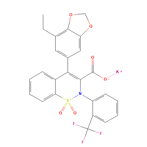 potassium;4-(7-ethyl-1,3-benzodioxol-5-yl)-1,1-dioxo-2-[2-(trifluoromethyl)phenyl]-1$l^{6},2-benzothiazine-3-carboxylate (CAS: 221246-12-4) - Related Chemical Product