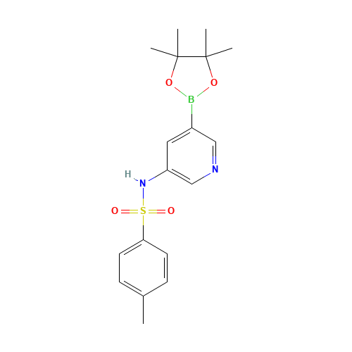 4-methyl-N-[5-(4,4,5,5-tetramethyl-1,3,2-dioxaborolan-2-yl)pyridin-3-yl]benzenesulfonamide (CAS: 1162681-06-2) - Chemical Structure and Molecular Formula 