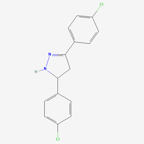 3,5-bis(4-chlorophenyl)-4,5-dihydro-1H-pyrazole (CAS: 50800-82-3) - Chemical Structure and Molecular Formula 