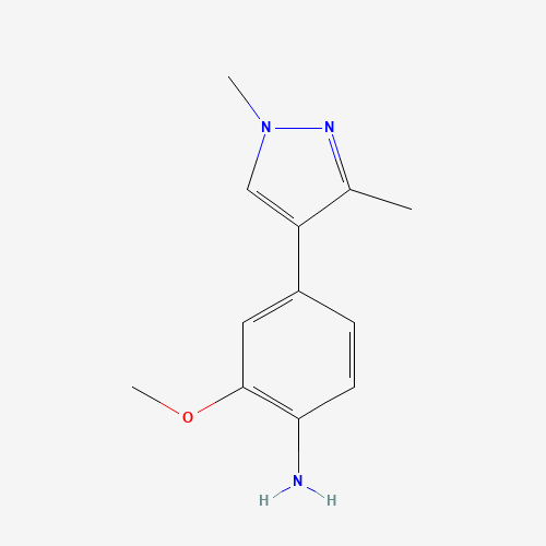 4-(1,3-dimethylpyrazol-4-yl)-2-methoxyaniline (CAS: 1400287-75-3) - Chemical Structure and Molecular Formula 
