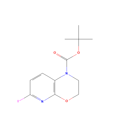 tert-butyl 6-iodo-2,3-dihydropyrido[2,3-b][1,4]oxazine-1-carboxylate (CAS: 1214932-35-0) - Chemical Structure and Molecular Formula 