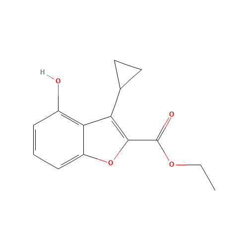 ethyl 3-cyclopropyl-4-hydroxy-1-benzofuran-2-carboxylate (CAS: 279230-73-8) - Chemical Structure and Molecular Formula 
