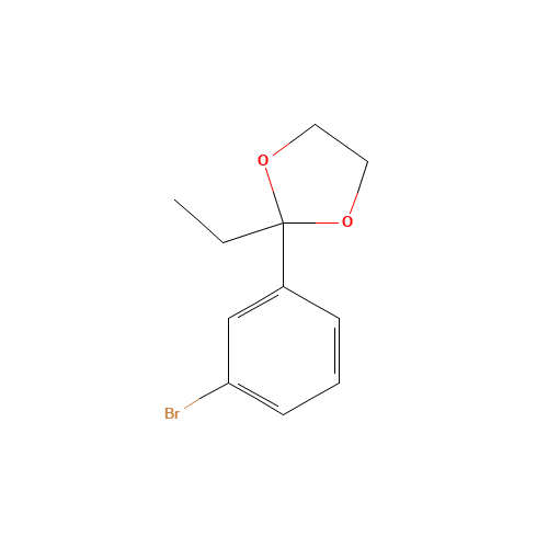 2-(3-bromophenyl)-2-ethyl-1,3-dioxolane (CAS: 73275-86-2) - Chemical Structure and Molecular Formula 