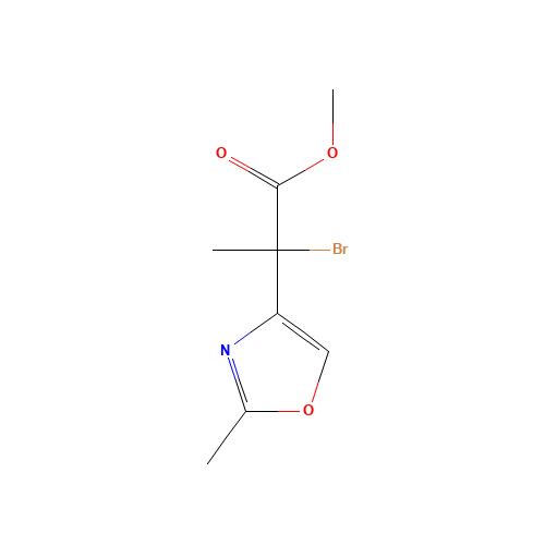 methyl 2-bromo-2-(2-methyl-1,3-oxazol-4-yl)propanoate (CAS: 1350855-57-0) - Chemical Structure and Molecular Formula 