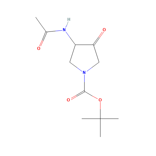 tert-butyl 3-acetamido-4-oxopyrrolidine-1-carboxylate (CAS: 945217-66-3) - Chemical Structure and Molecular Formula 