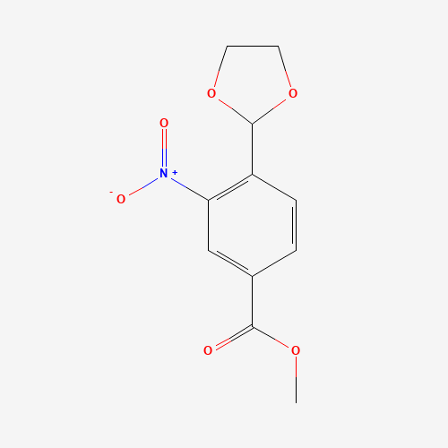 methyl 4-(1,3-dioxolan-2-yl)-3-nitrobenzoate (CAS: 773095-63-9) - Chemical Structure and Molecular Formula 