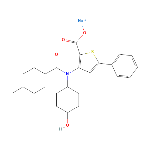 sodium;3-[(4-hydroxycyclohexyl)-(4-methylcyclohexanecarbonyl)amino]-5-phenylthiophene-2-carboxylate (CAS: 1001913-13-8) - Related Chemical Product