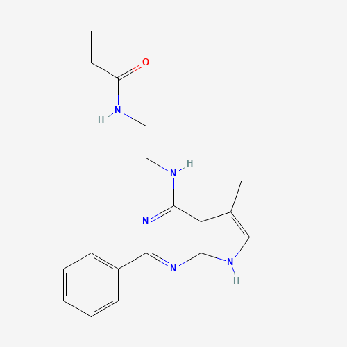 N-[2-[(5,6-dimethyl-2-phenyl-7H-pyrrolo[2,3-d]pyrimidin-4-yl)amino]ethyl]propanamide (CAS: 251946-32-4) - Related Chemical Product