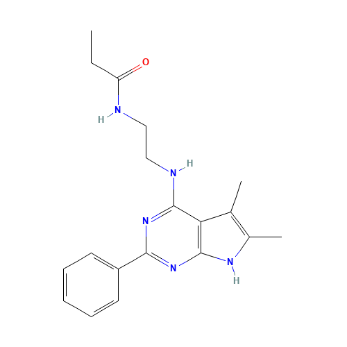 N-[2-[(5,6-dimethyl-2-phenyl-7H-pyrrolo[2,3-d]pyrimidin-4-yl)amino]ethyl]propanamide (CAS: 251946-32-4) - Related Chemical Product