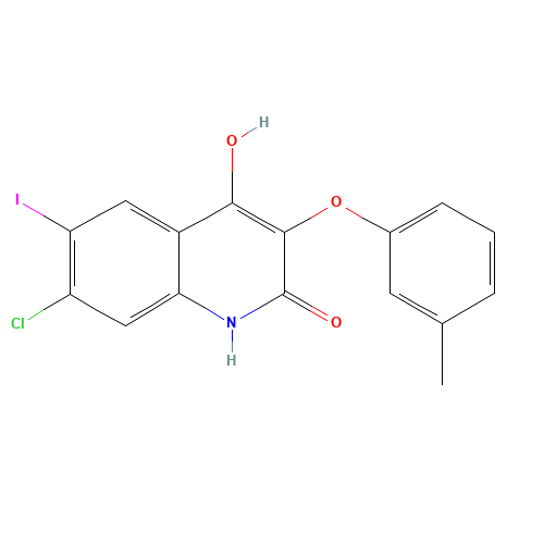 7-chloro-4-hydroxy-6-iodo-3-(3-methylphenoxy)-1H-quinolin-2-one (CAS: 1398342-11-4) - Chemical Structure and Molecular Formula 