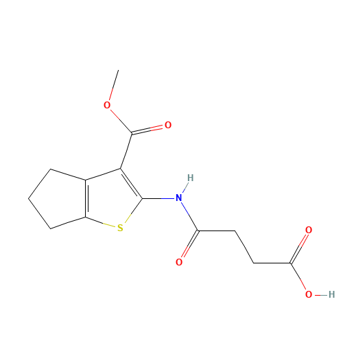 4-[(3-methoxycarbonyl-5,6-dihydro-4H-cyclopenta[b]thiophen-2-yl)amino]-4-oxobutanoic acid (CAS: 328025-47-4) - Chemical Structure and Molecular Formula 