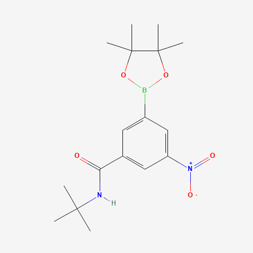 N-tert-butyl-3-nitro-5-(4,4,5,5-tetramethyl-1,3,2-dioxaborolan-2-yl)benzamide (CAS: 1309980-13-9) - Chemical Structure and Molecular Formula 