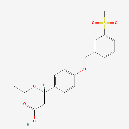 3-ethoxy-3-[4-[(3-methylsulfonylphenyl)methoxy]phenyl]propanoic acid (CAS: 1202575-29-8) - Chemical Structure and Molecular Formula 