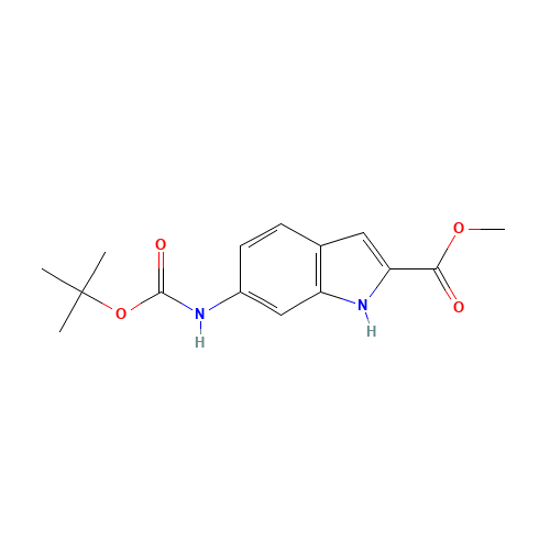 methyl 6-[(2-methylpropan-2-yl)oxycarbonylamino]-1H-indole-2-carboxylate (CAS: 541522-65-0) - Chemical Structure and Molecular Formula 