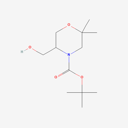 tert-butyl 5-(hydroxymethyl)-2,2-dimethylmorpholine-4-carboxylate (CAS: 1049677-41-9) - Chemical Structure and Molecular Formula 