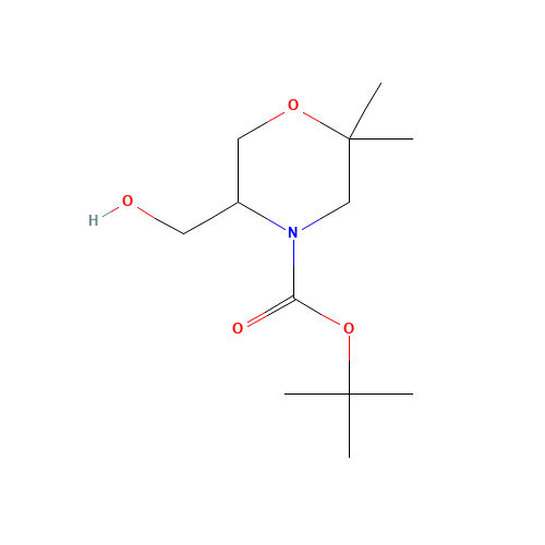 tert-butyl 5-(hydroxymethyl)-2,2-dimethylmorpholine-4-carboxylate (CAS: 1049677-41-9) - Chemical Structure and Molecular Formula 
