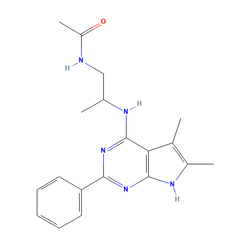 N-[2-[(5,6-dimethyl-2-phenyl-7H-pyrrolo[2,3-d]pyrimidin-4-yl)amino]propyl]acetamide (CAS: 251946-46-0) - Related Chemical Product