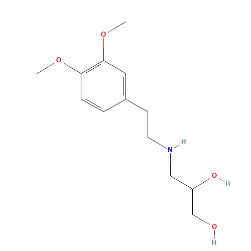 3-[2-(3,4-dimethoxyphenyl)ethylamino]propane-1,2-diol (CAS: 66781-19-9) - Chemical Structure and Molecular Formula 