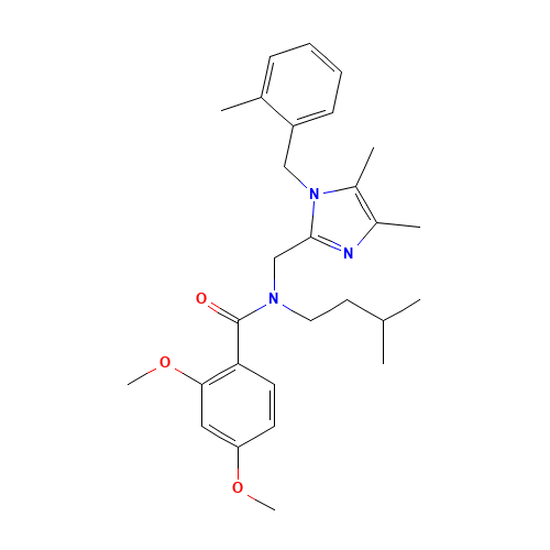 N-[[4,5-dimethyl-1-[(2-methylphenyl)methyl]imidazol-2-yl]methyl]-2,4-dimethoxy-N-(3-methylbutyl)benzamide (CAS: 475466-57-0) - Related Chemical Product