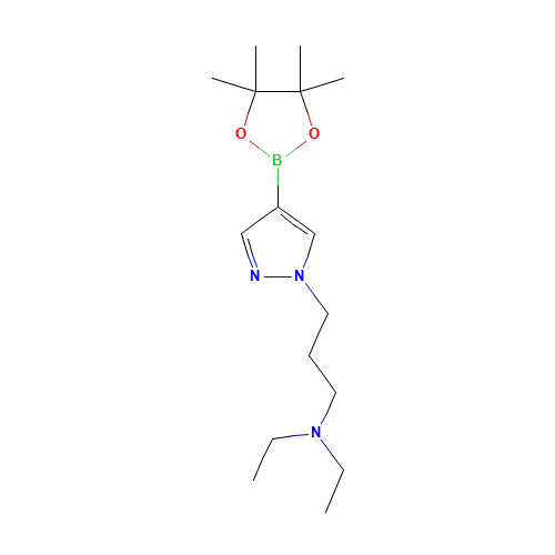 N,N-diethyl-3-[4-(4,4,5,5-tetramethyl-1,3,2-dioxaborolan-2-yl)pyrazol-1-yl]propan-1-amine (CAS: 1201789-71-0) - Chemical Structure and Molecular Formula 