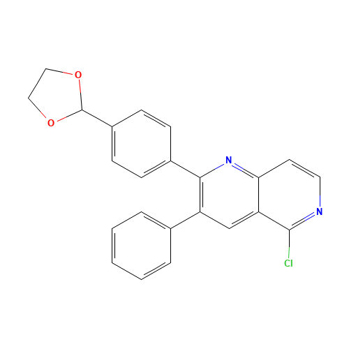 5-chloro-2-[4-(1,3-dioxolan-2-yl)phenyl]-3-phenyl-1,6-naphthyridine (CAS: 917363-82-7) - Chemical Structure and Molecular Formula 