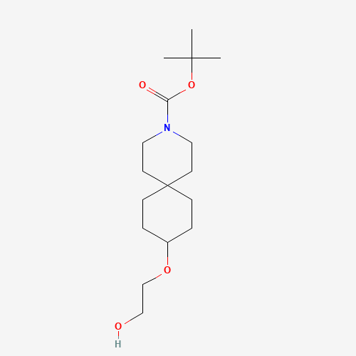 tert-butyl 9-(2-hydroxyethoxy)-3-azaspiro[5.5]undecane-3-carboxylate (CAS: 1246508-09-7) - Chemical Structure and Molecular Formula 