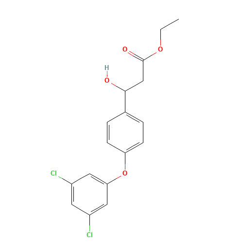 ethyl 3-[4-(3,5-dichlorophenoxy)phenyl]-3-hydroxypropanoate (CAS: 1202577-05-6) - Chemical Structure and Molecular Formula 