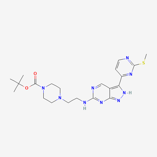 tert-butyl 4-[2-[[3-(2-methylsulfanylpyrimidin-4-yl)-2H-pyrazolo[3,4-d]pyrimidin-6-yl]amino]ethyl]piperazine-1-carboxylate (CAS: 1386399-02-5) - Related Chemical Product