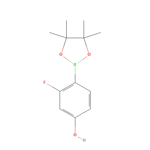 3-fluoro-4-(4,4,5,5-tetramethyl-1,3,2-dioxaborolan-2-yl)phenol (CAS: 1029439-02-8) - Chemical Structure and Molecular Formula 