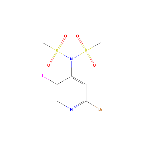 N-(2-bromo-5-iodopyridin-4-yl)-N-methylsulfonylmethanesulfonamide (CAS: 1400286-59-0) - Chemical Structure and Molecular Formula 