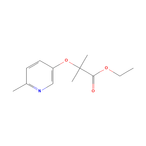 ethyl 2-methyl-2-(6-methylpyridin-3-yl)oxypropanoate (CAS: 605681-86-5) - Chemical Structure and Molecular Formula 