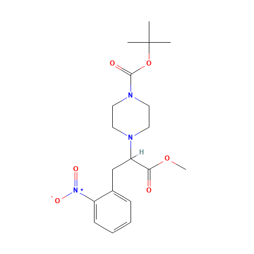 tert-butyl 4-[1-methoxy-3-(2-nitrophenyl)-1-oxopropan-2-yl]piperazine-1-carboxylate (CAS: 885609-27-8) - Related Chemical Product