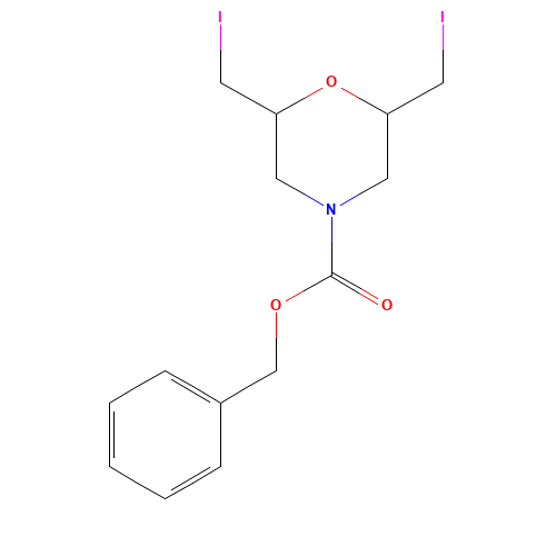 benzyl 2,6-bis(iodomethyl)morpholine-4-carboxylate (CAS: 1202796-31-3) - Chemical Structure and Molecular Formula 