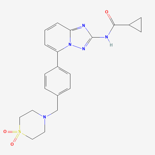 N-[5-[4-[(1,1-dioxo-1,4-thiazinan-4-yl)methyl]phenyl]-[1,2,4]triazolo[1,5-a]pyridin-2-yl]cyclopropanecarboxamide (CAS: 1206161-97-8) - Chemical Structure and Molecular Formula 