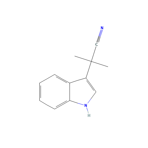 2-(1H-indol-3-yl)-2-methylpropanenitrile (CAS: 23078-29-7) - Chemical Structure and Molecular Formula 