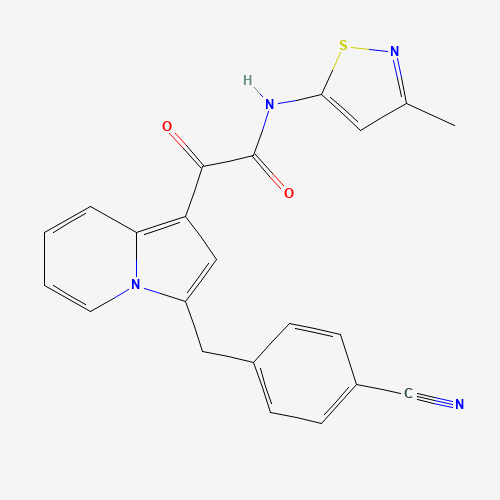 2-[3-[(4-cyanophenyl)methyl]indolizin-1-yl]-N-(3-methyl-1,2-thiazol-5-yl)-2-oxoacetamide (CAS: 501948-05-6) - Chemical Structure and Molecular Formula 