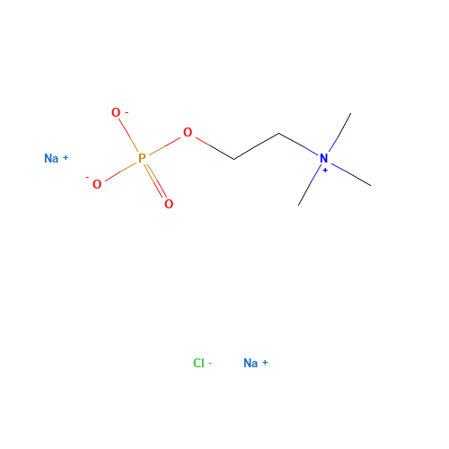 disodium;2-(trimethylazaniumyl)ethyl phosphate;chloride (CAS: 16904-96-4) - Chemical Structure and Molecular Formula 