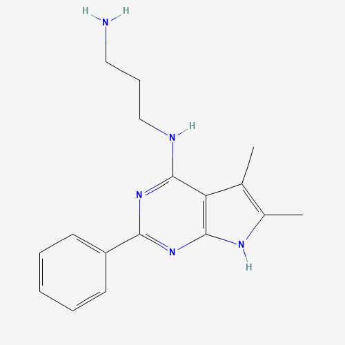 N'-(5,6-dimethyl-2-phenyl-7H-pyrrolo[2,3-d]pyrimidin-4-yl)propane-1,3-diamine (CAS: 251946-25-5) - Chemical Structure and Molecular Formula 