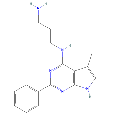 N'-(5,6-dimethyl-2-phenyl-7H-pyrrolo[2,3-d]pyrimidin-4-yl)propane-1,3-diamine (CAS: 251946-25-5) - Related Chemical Product