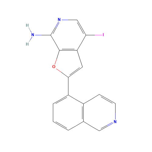 4-iodo-2-isoquinolin-5-ylfuro[2,3-c]pyridin-7-amine (CAS: 1326713-82-9) - Chemical Structure and Molecular Formula 