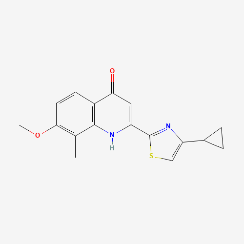 2-(4-cyclopropyl-1,3-thiazol-2-yl)-7-methoxy-8-methyl-1H-quinolin-4-one (CAS: 1237745-87-7) - Chemical Structure and Molecular Formula 