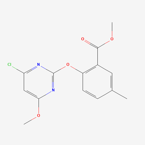 methyl 2-(4-chloro-6-methoxypyrimidin-2-yl)oxy-5-methylbenzoate (CAS: 113762-01-9) - Chemical Structure and Molecular Formula 