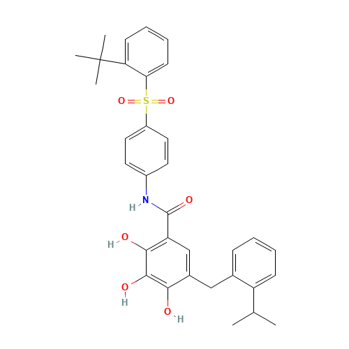N-[4-(2-tert-butylphenyl)sulfonylphenyl]-2,3,4-trihydroxy-5-[(2-propan-2-ylphenyl)methyl]benzamide (CAS: 877877-35-5) - Related Chemical Product