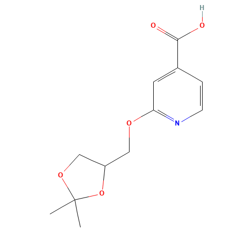 2-[(2,2-dimethyl-1,3-dioxolan-4-yl)methoxy]pyridine-4-carboxylic acid (CAS: 1303587-90-7) - Chemical Structure and Molecular Formula 
