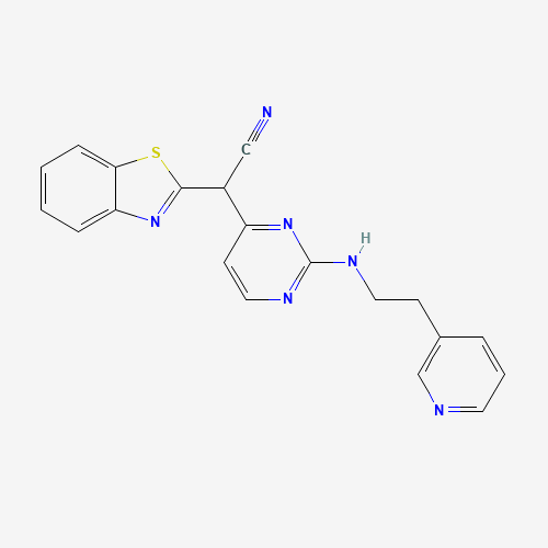 2-(1,3-benzothiazol-2-yl)-2-[2-(2-pyridin-3-ylethylamino)pyrimidin-4-yl]acetonitrile (CAS: 345987-15-7) - Related Chemical Product