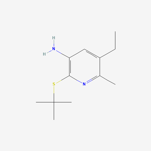 2-tert-butylsulfanyl-5-ethyl-6-methylpyridin-3-amine (CAS: 139393-97-8) - Chemical Structure and Molecular Formula 