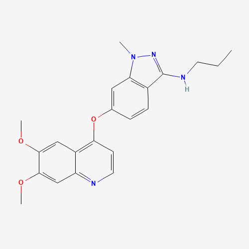 6-(6,7-dimethoxyquinolin-4-yl)oxy-1-methyl-N-propylindazol-3-amine (CAS: 862178-78-7) - Chemical Structure and Molecular Formula 